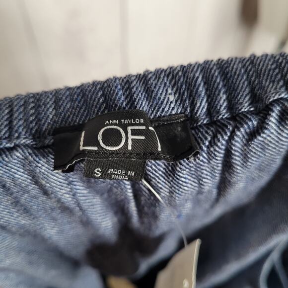 Loft NWT Blue Chambray Ruffled Romper Off The Shoulder Womens Size Small - Picture 5 of 6